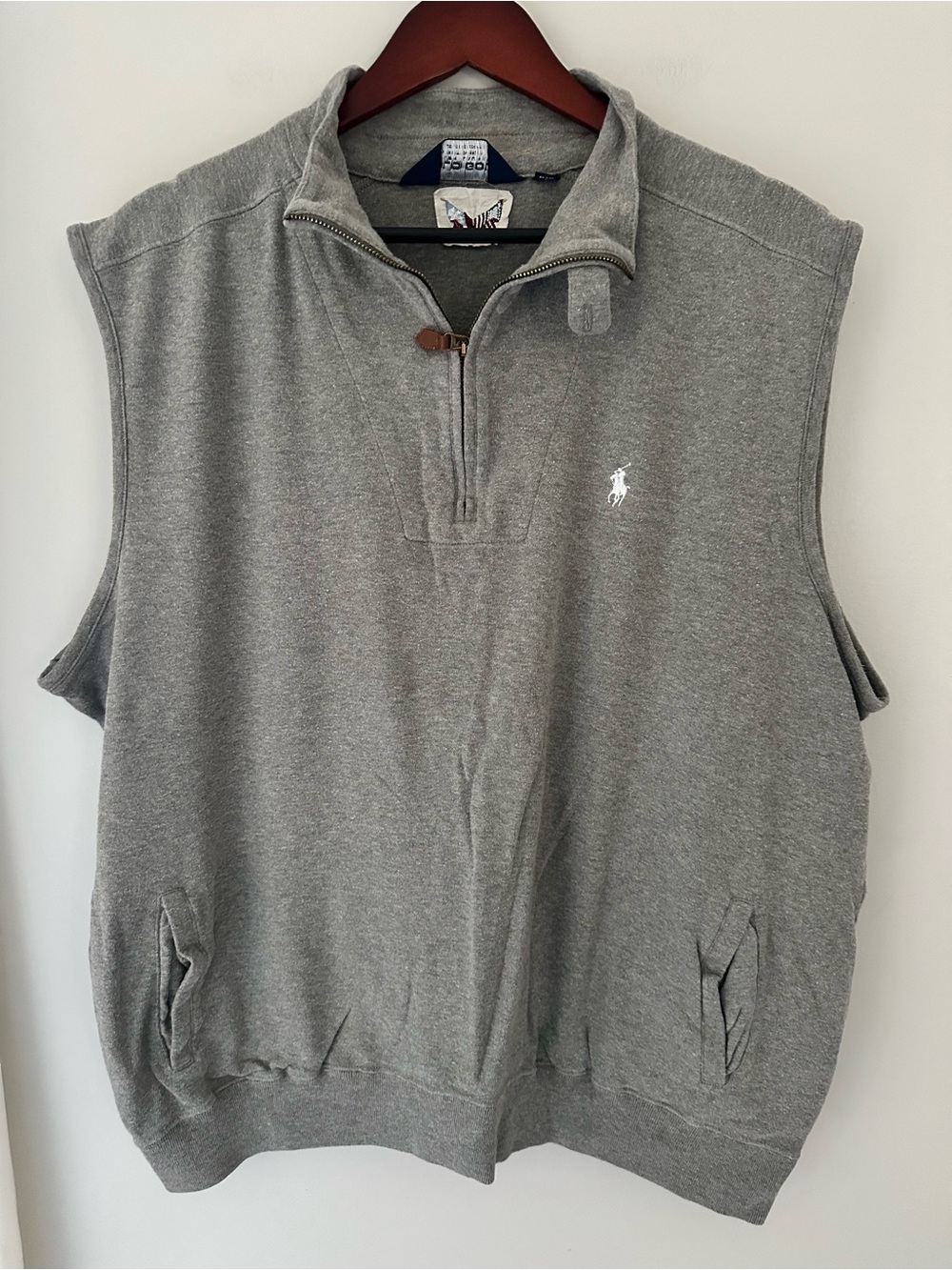 Polo Ralph Lauren Gray Sleeveless Golf Layer Quarter-Zip 100% Pima Cotton Vest